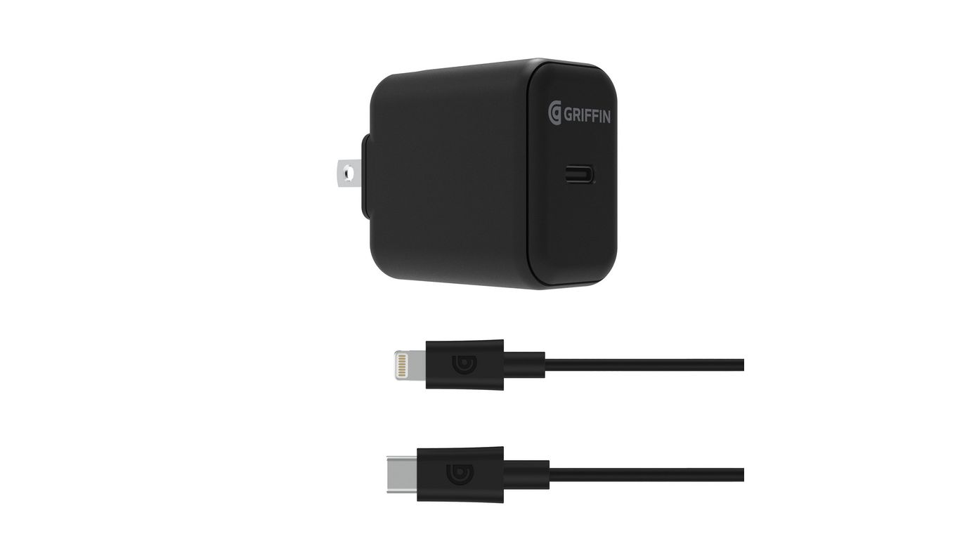Griffin USB C Plug 18W + USB C to Lightning Cable Black