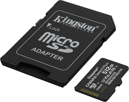 Kingston Canvas Select Plus Micro SDXC Memory Card 512GB + SD Adapter
