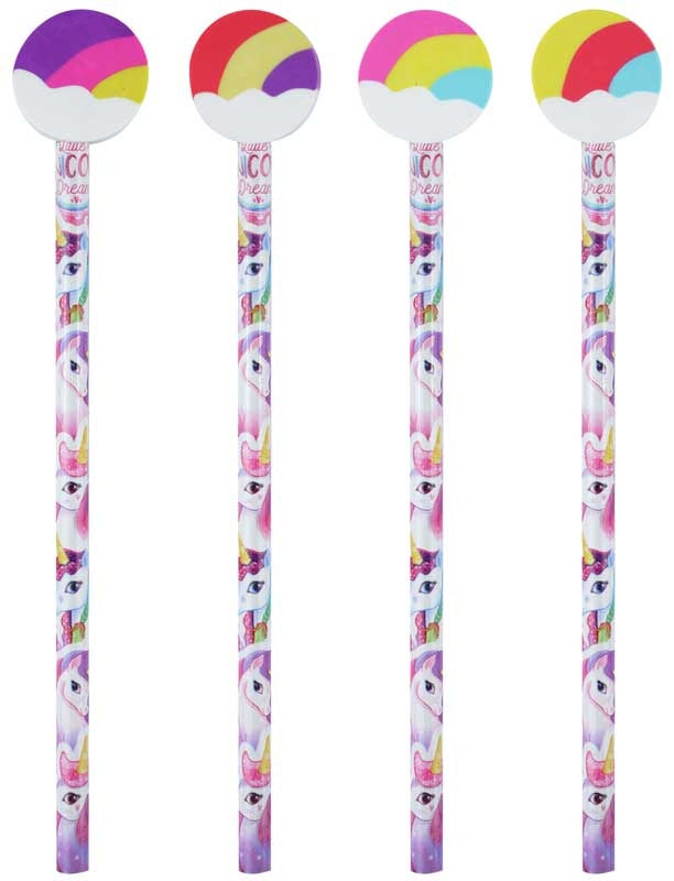 Fun Stationery Pencil with Eraser Top - Unicorn