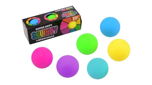 3pc 50mm Neon Squish Ball In Colour Box