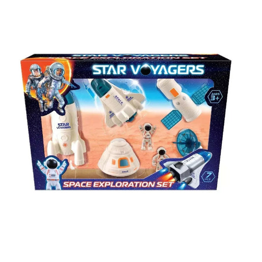 7pc Space Ship Playset In Colour Box