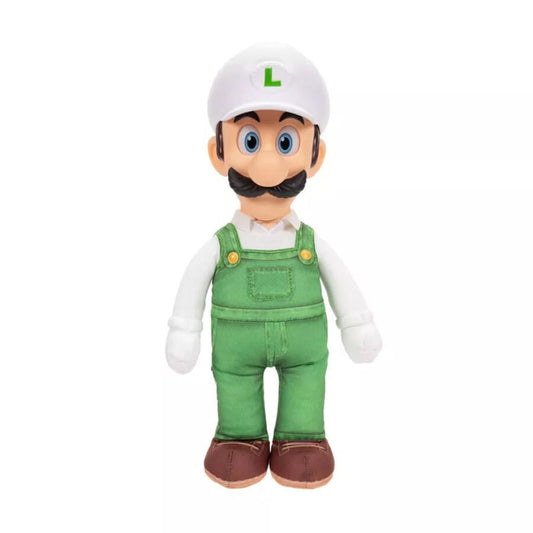 The Super Mario Galaxy Movie Fire Luigi posable plush front view