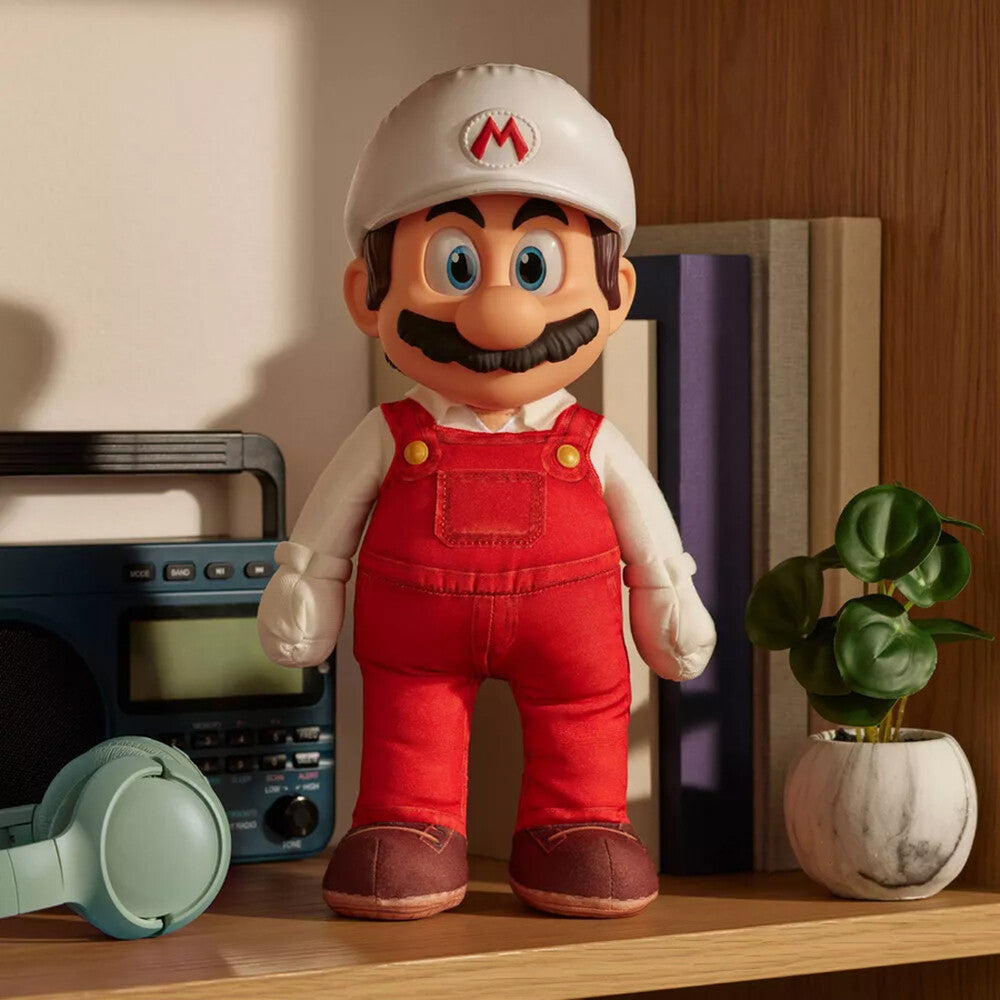 The Super Mario Galaxy Movie Fire Mario posable plush lifestyle image