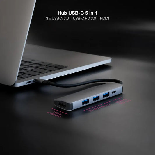 Nanocable | USB-C 5-in-1 Hub with HDMI and Power Delivery - Grey
