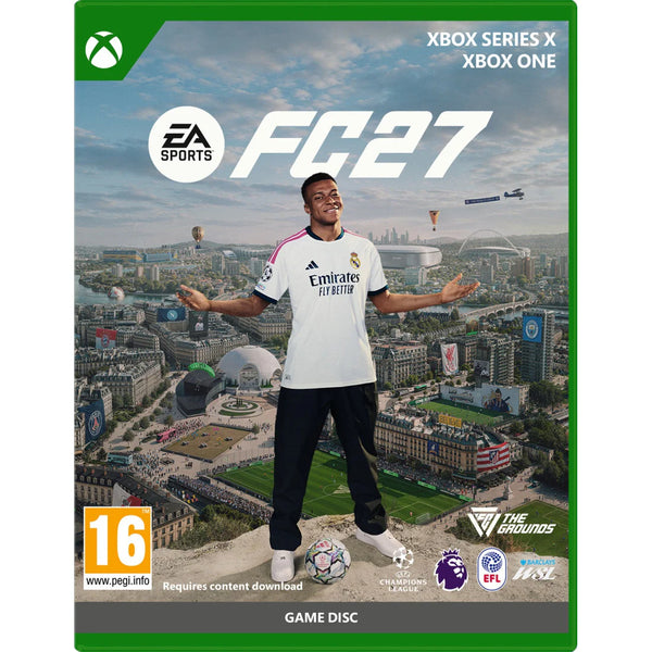 EA SPORTS FC 27 Xbox game case featuring action artwork and next-gen football features