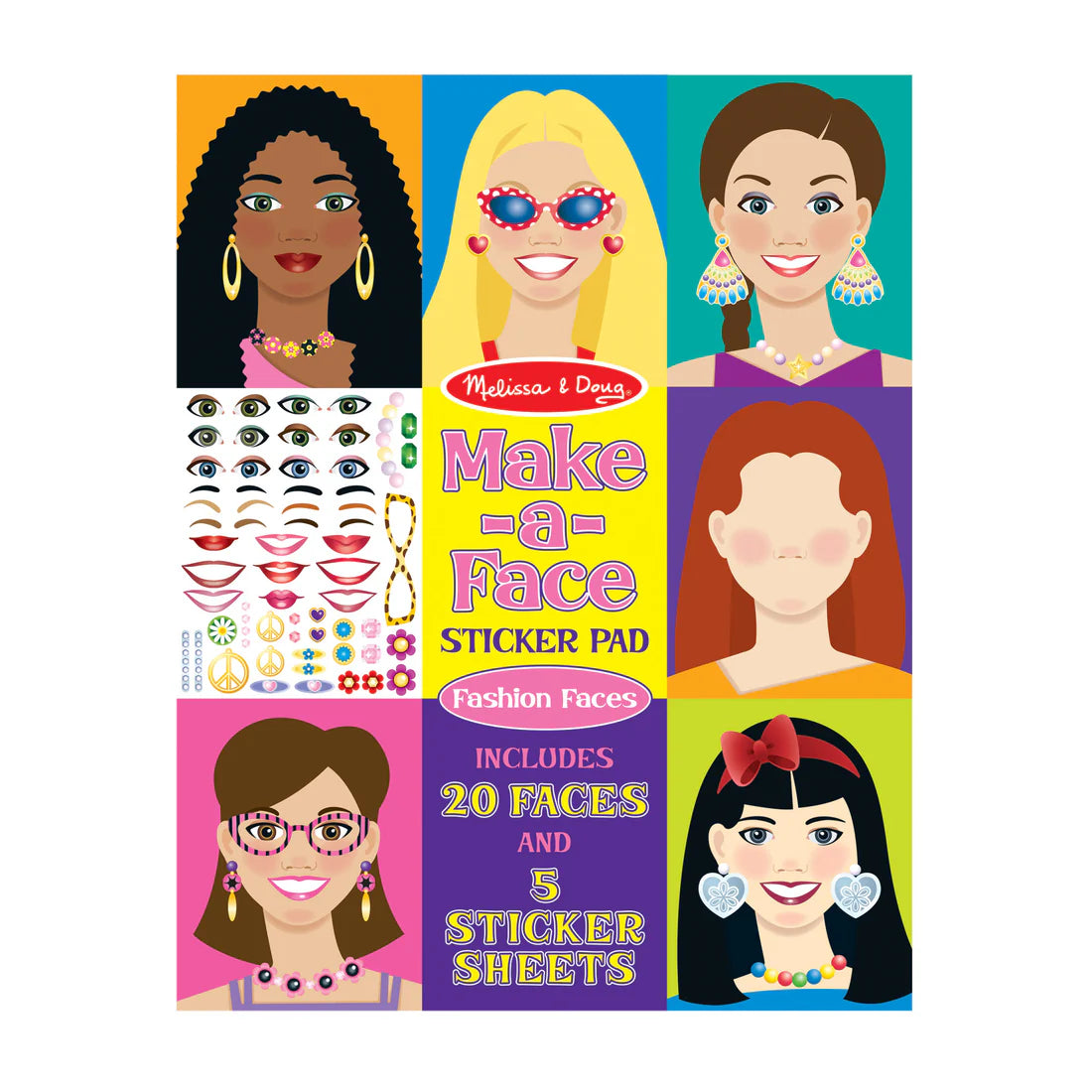 Melissa & Doug: Make-a-Face Sticker Pad - Fashion Faces