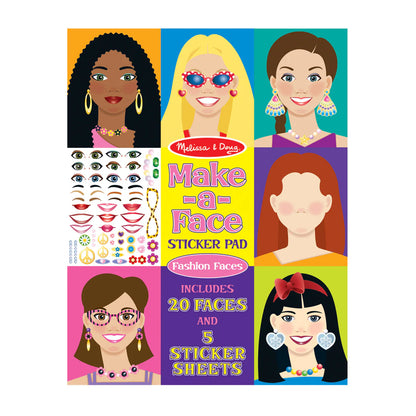 Melissa & Doug: Make-a-Face Sticker Pad - Fashion Faces