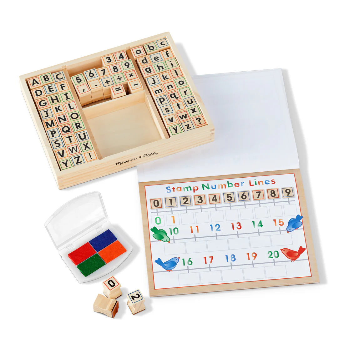 Melissa & Doug: Deluxe Wooden Stamp Set - ABCs 123s