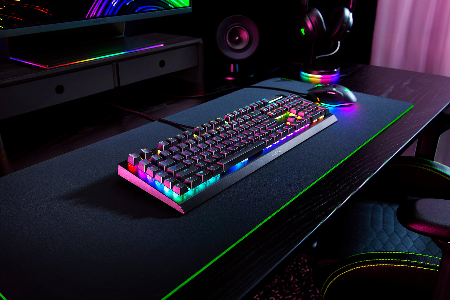 Razer BlackWidow V4 X mechanical gaming keyboard in black - angled view