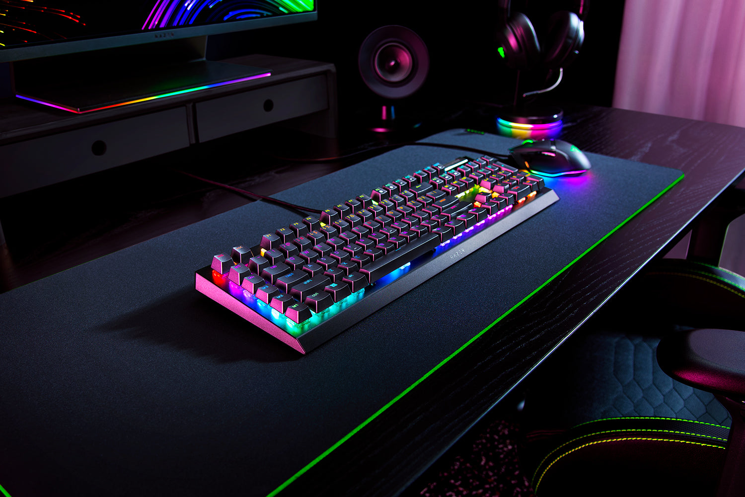 Razer BlackWidow V4 X mechanical gaming keyboard in black - angled view