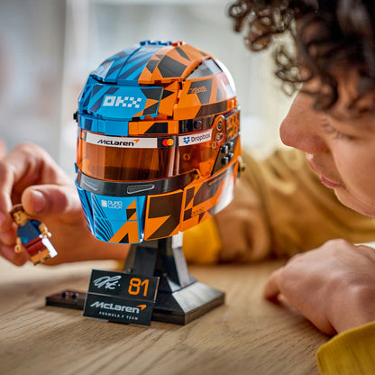 LEGO Editions McLaren Oscar Piastri Helmet 43017 lifestyle display