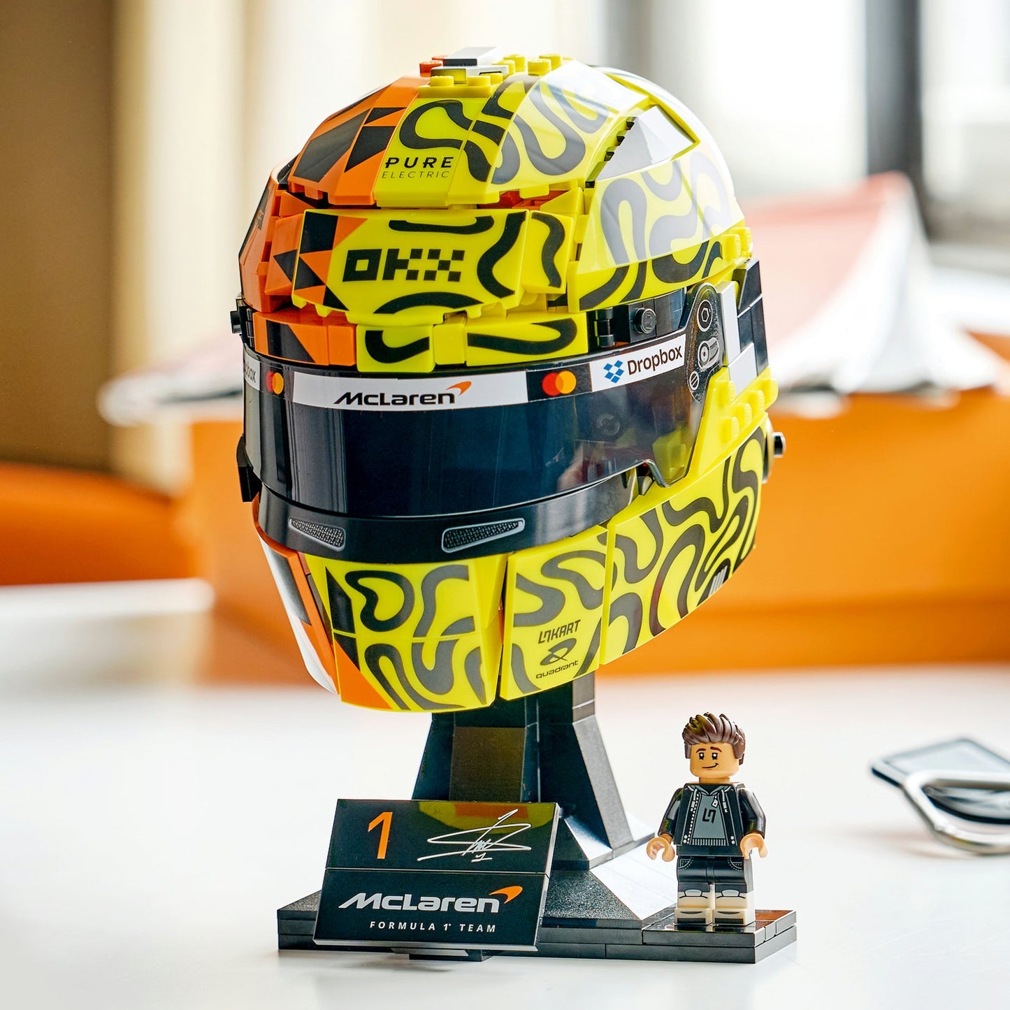 LEGO Editions McLaren Lando Norris Helmet 43023 lifestyle close-up