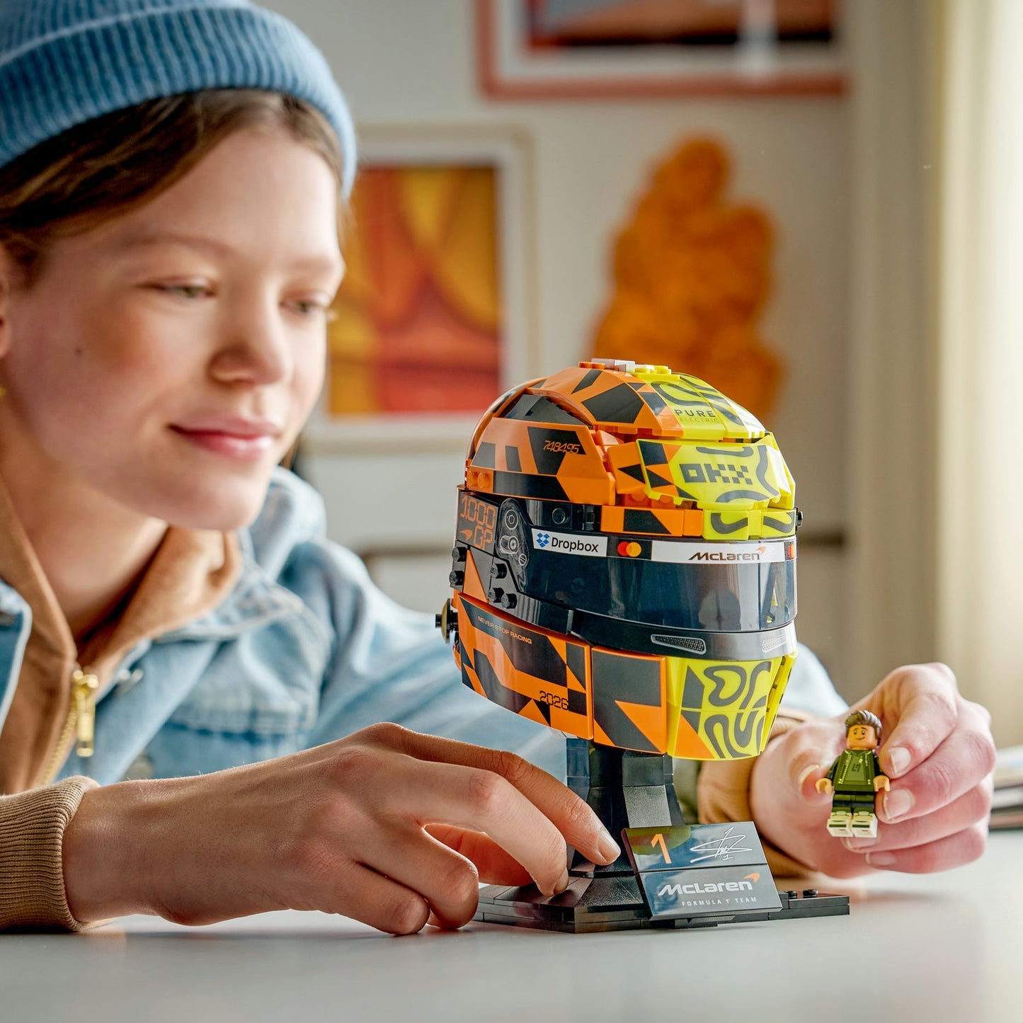 LEGO Editions McLaren Lando Norris Helmet 43023 lifestyle display