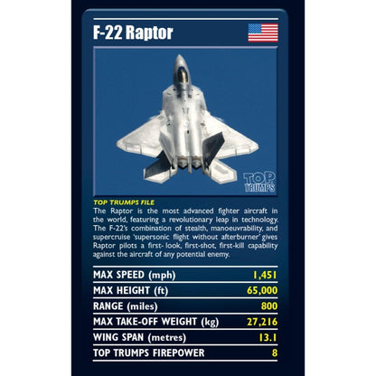 Top Trumps Ultimate Military Jets F-22 Raptor card