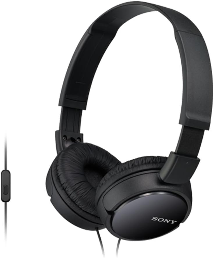 Sony MDR-ZX110APBC Black Foldable On-Ear Headphones with Microphone