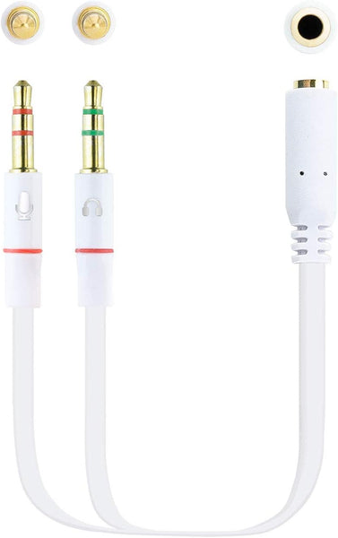 NANOCABLE 20CM White Audio Cable 1xJack-3.5 to 2xJack-3.5 Female to 2xMale/4Pin/3Pin