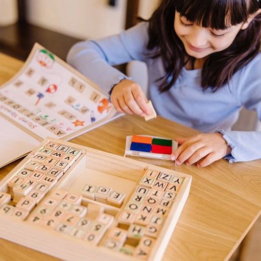 Melissa & Doug: Deluxe Wooden Stamp Set - ABCs 123s