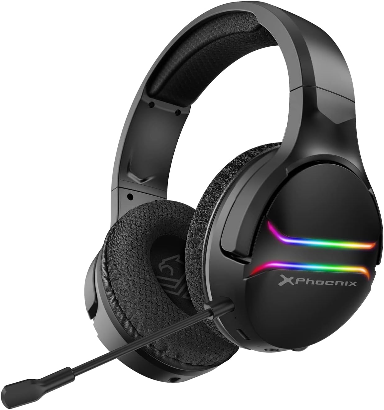 Phoenix Echo Wireless Gaming Headphones with Microphone for PS5 PC Switch RGB Lighting Surround Sound 7.1 Black