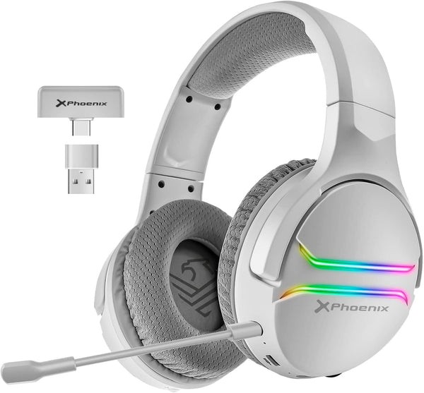 Phoenix Echo Wireless Gaming Headphones with Microphone for PS5 PC Switch RGB Lighting Surround Sound 7.1 White