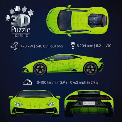 Ravensburger | Lamborghini Huracan Evo Green 3D Puzzle, 158pc
