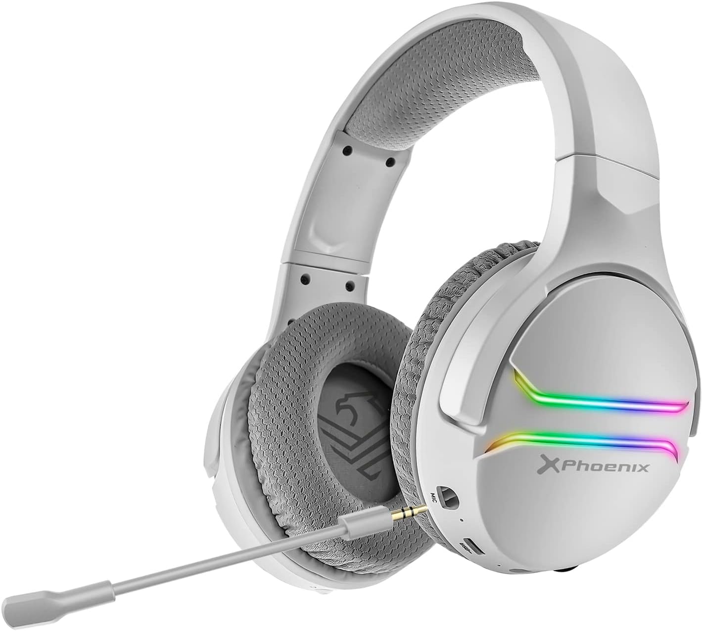 Phoenix Echo Wireless Gaming Headphones with Microphone for PS5 PC Switch RGB Lighting Surround Sound 7.1 White
