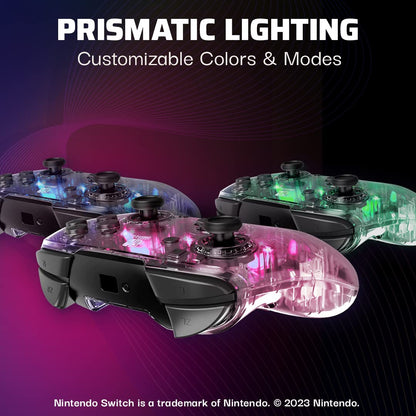 PDP Gaming Afterglow Wireless Nintendo Switch Pro Controller: Prismatic RGB LED Lighting
