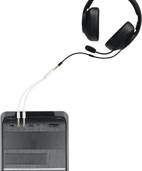 NANOCABLE 20CM White Audio Cable 1xJack-3.5 to 2xJack-3.5 Female to 2xMale/4Pin/3Pin