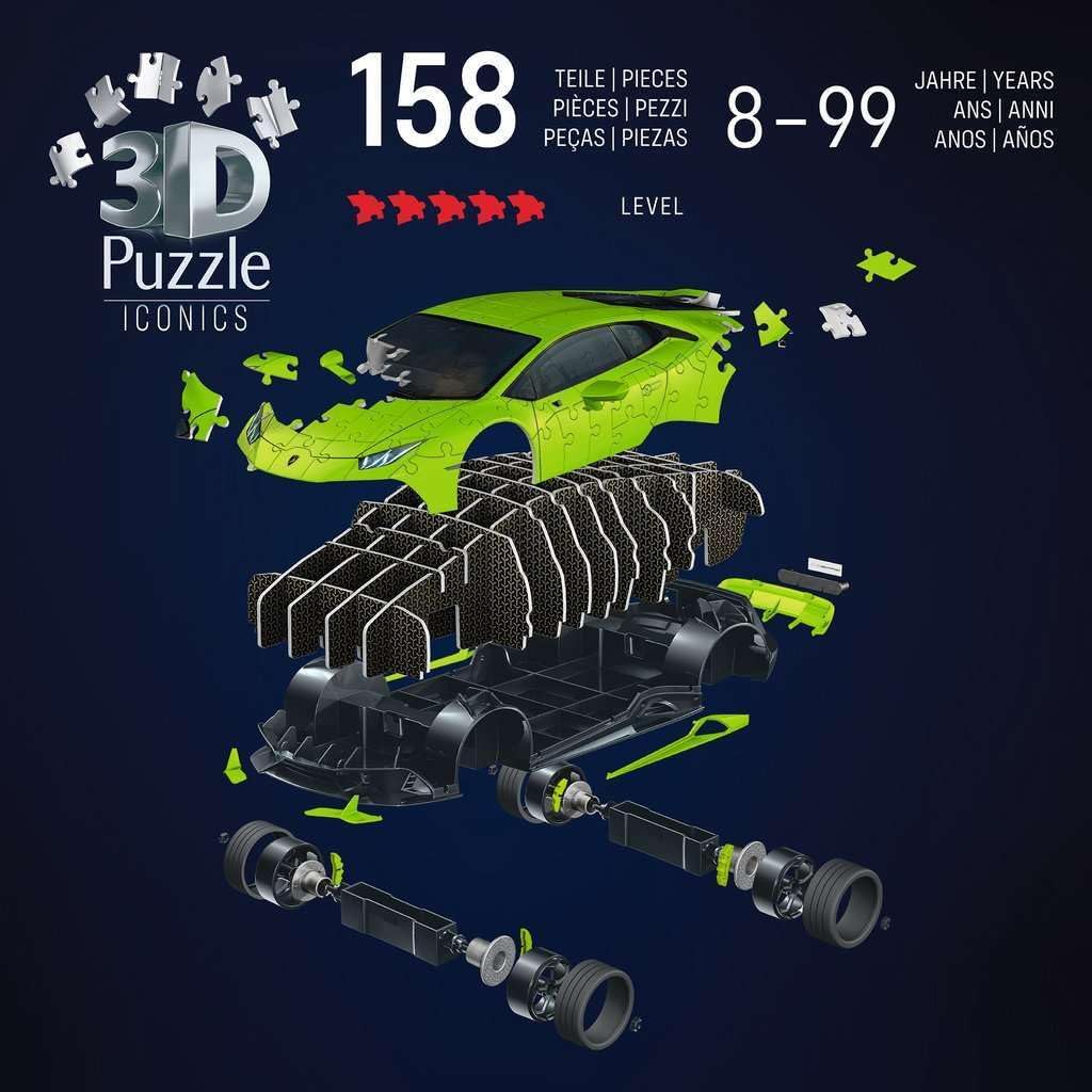 Ravensburger | Lamborghini Huracan Evo Green 3D Puzzle, 158pc