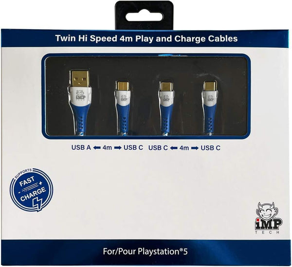 IMP (4m) Braided Fast Charge & Play Cable Twin Pack (PS5)