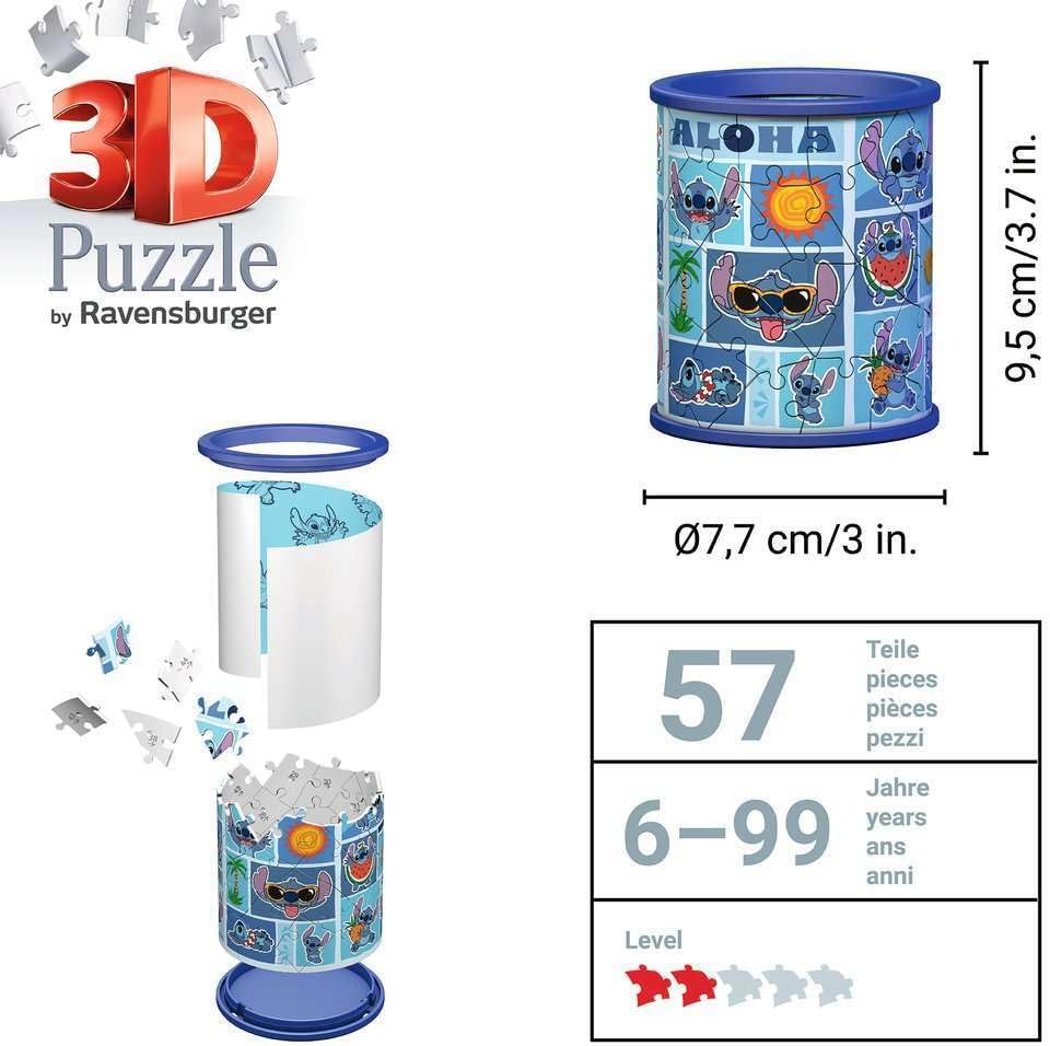 Ravensburger | Disney Stitch Pencil Holder 3D Puzzle, 54pc