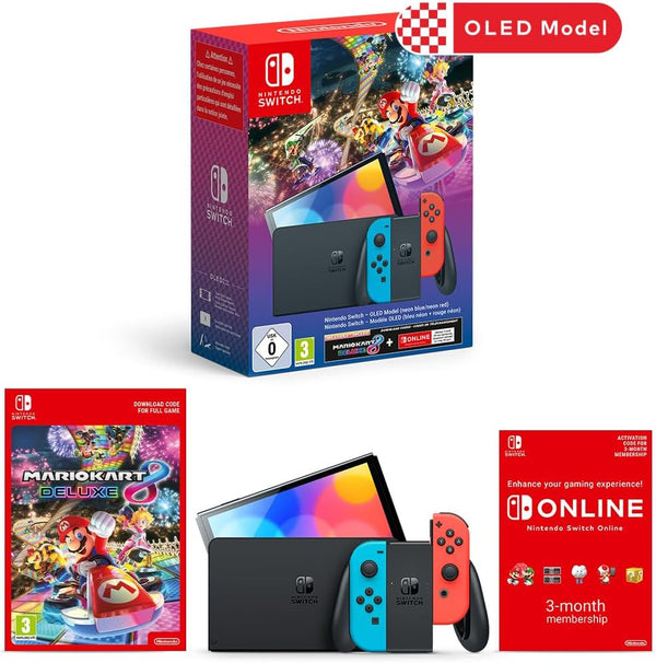 NINTENDO SWITCH OLED NEON MARIO KART 8 & NSO