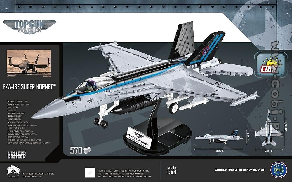 COBI 5805 F/A-18E Super Hornet Top Gun Building Blocks, Silver