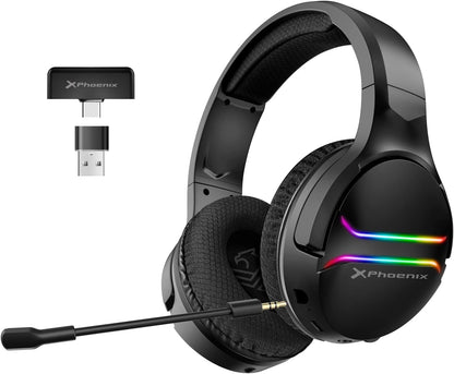 Phoenix Echo Wireless Gaming Headphones with Microphone for PS5 PC Switch RGB Lighting Surround Sound 7.1 Black