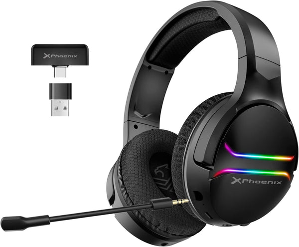 Phoenix Echo Wireless Gaming Headphones with Microphone for PS5 PC Switch RGB Lighting Surround Sound 7.1 Black