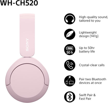 Sony Headphones Bluetooth Pink (WH-CH520)