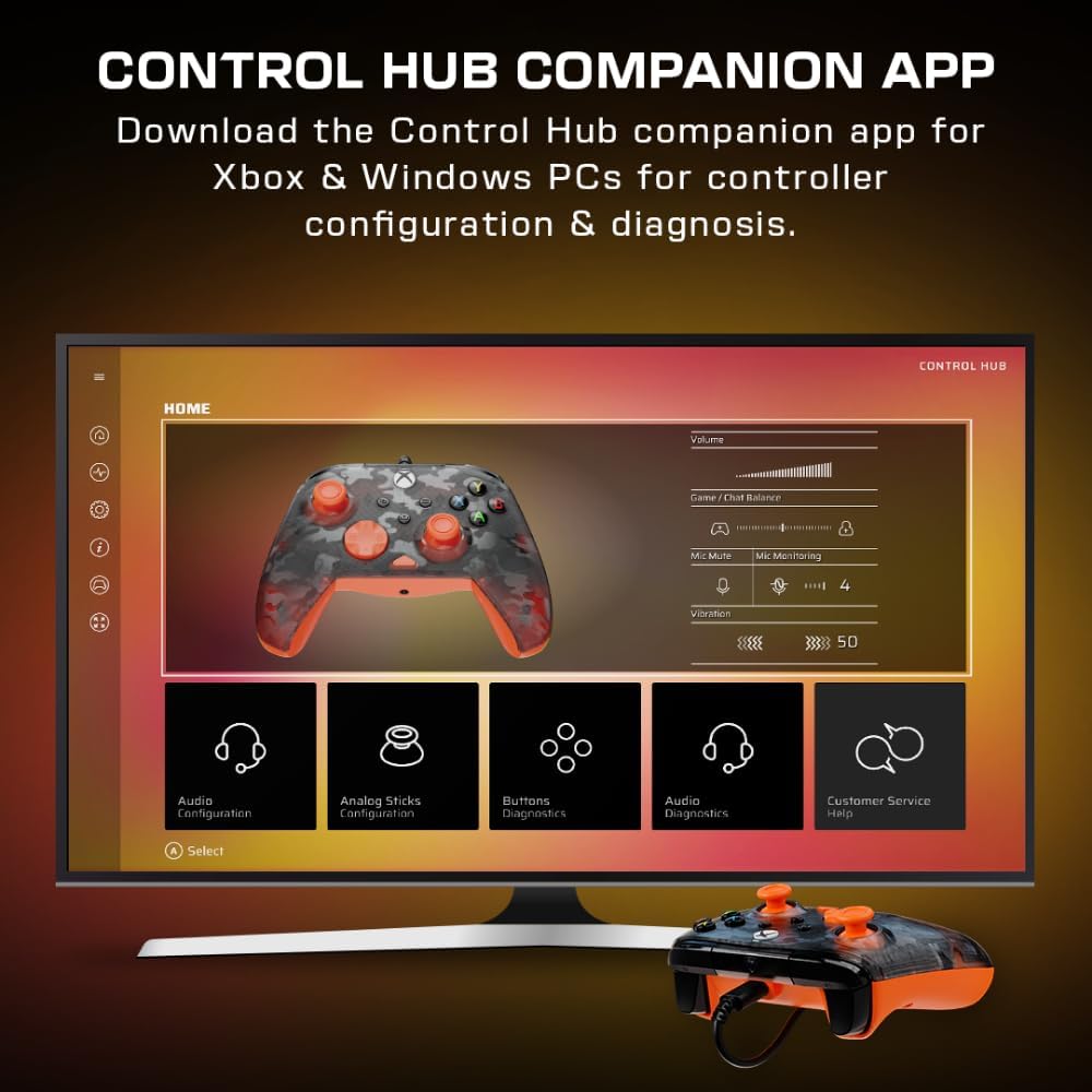 Turtle Beach Rematch Controller, Green Camo Black/Orange | Xbox
