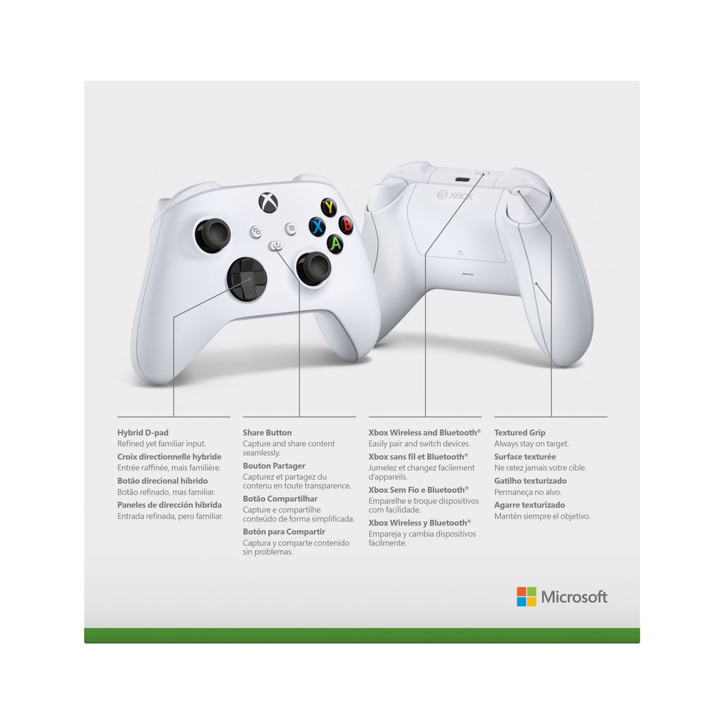 Microsoft Xbox Wireless Controller in Robot White package back