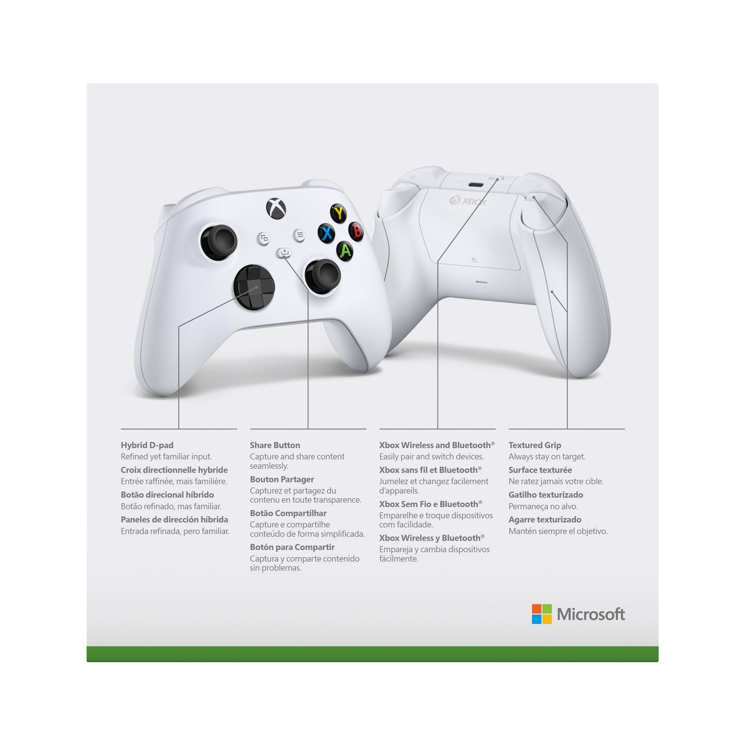 Microsoft Xbox Wireless Controller in Robot White package back