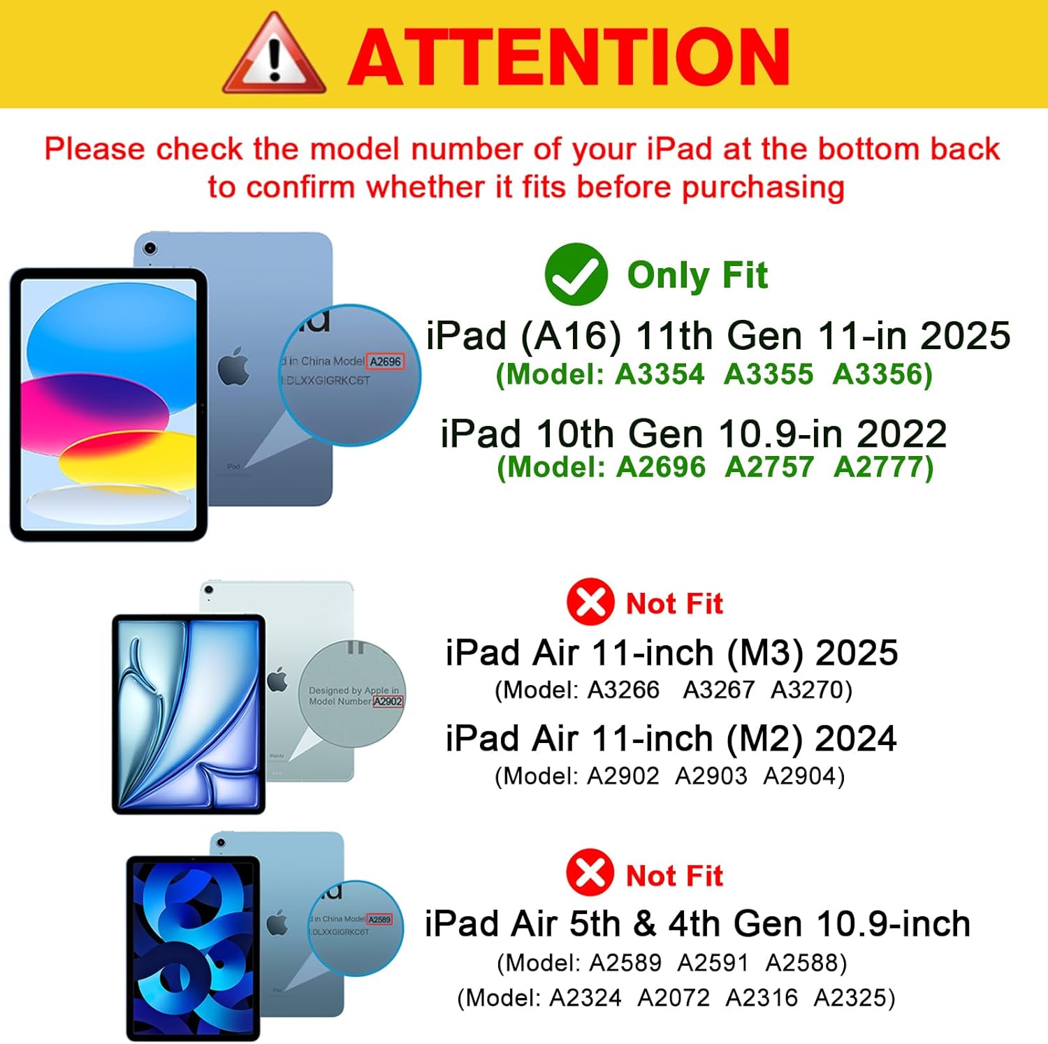 ProCase Black iPad A16 11th Generation 11 Inch 2025/ iPad 10th Generation 10.9 Inch 2022 Case
