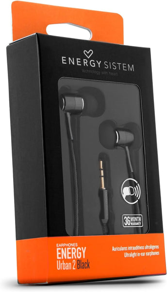 Energy Sistem Urban 2 Black In-Ear Headphones / Aluminum Alloy / Neodymium Magnet / Lightweight