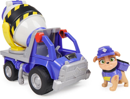 Rubble & Crew, Mix’s Cement Mixer Toy Truck with Action Figure and Movable Construction Toys