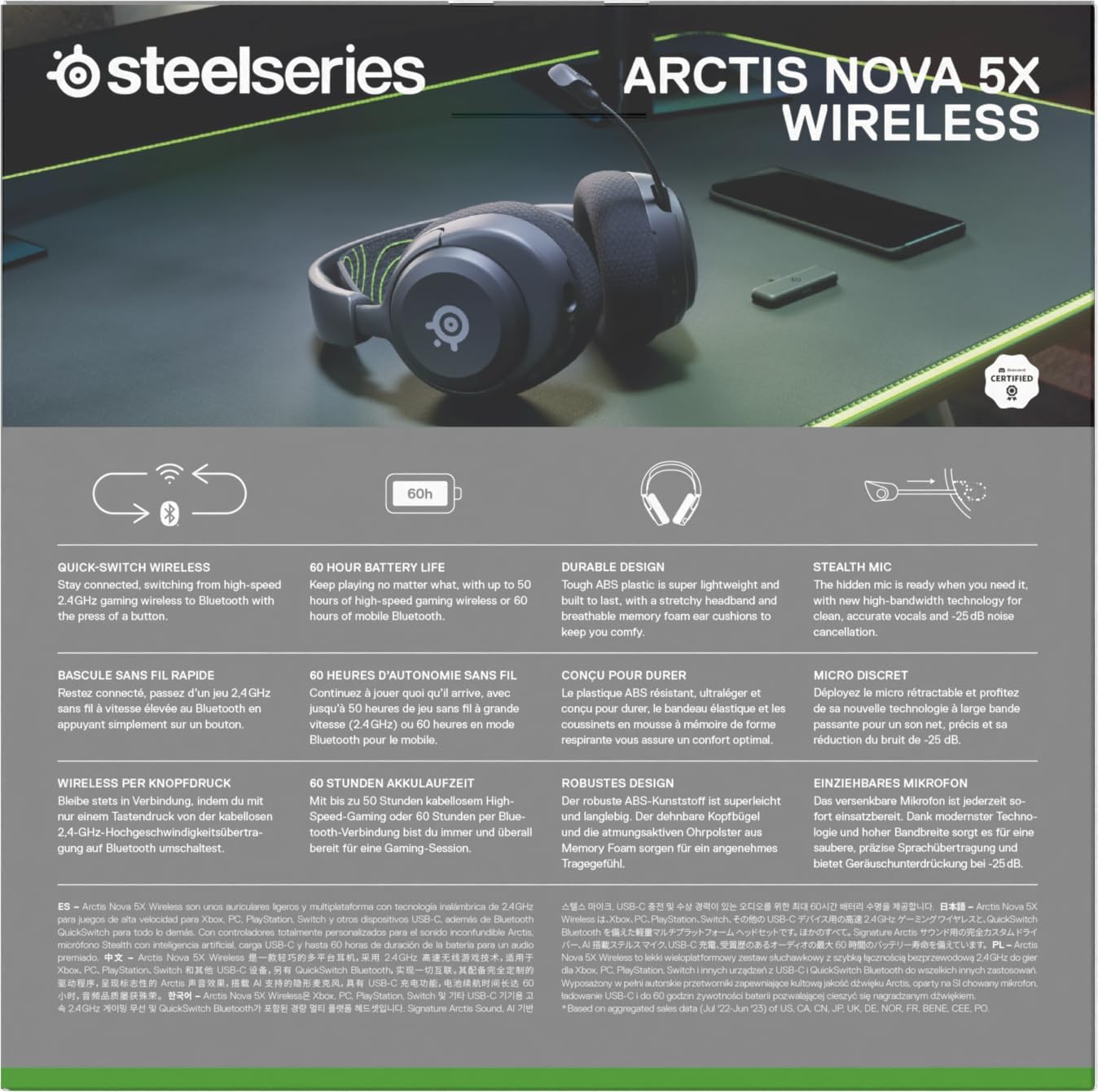 SteelSeries Arctis Nova 5X Wireless Headset Black (Designed For XBOX)