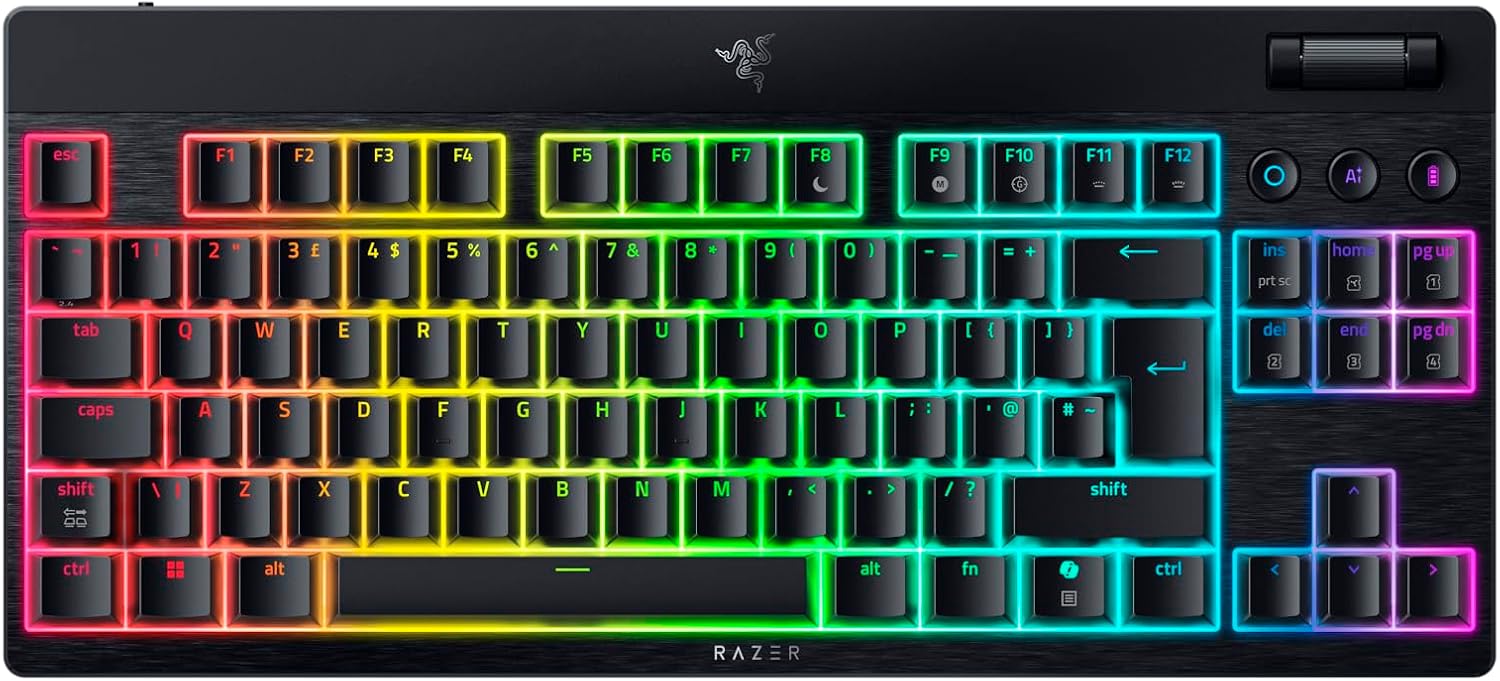 Razer BlackWidow V4 Tenkeyless HyperSpeed Low Profile Wireless Gaming Keyboard