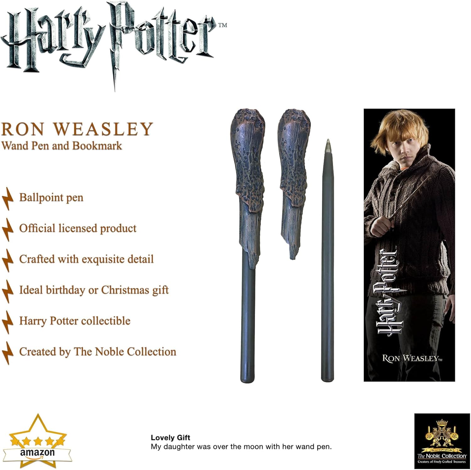 The Noble Collection Ron Weasley Wand Pen and Bookmark