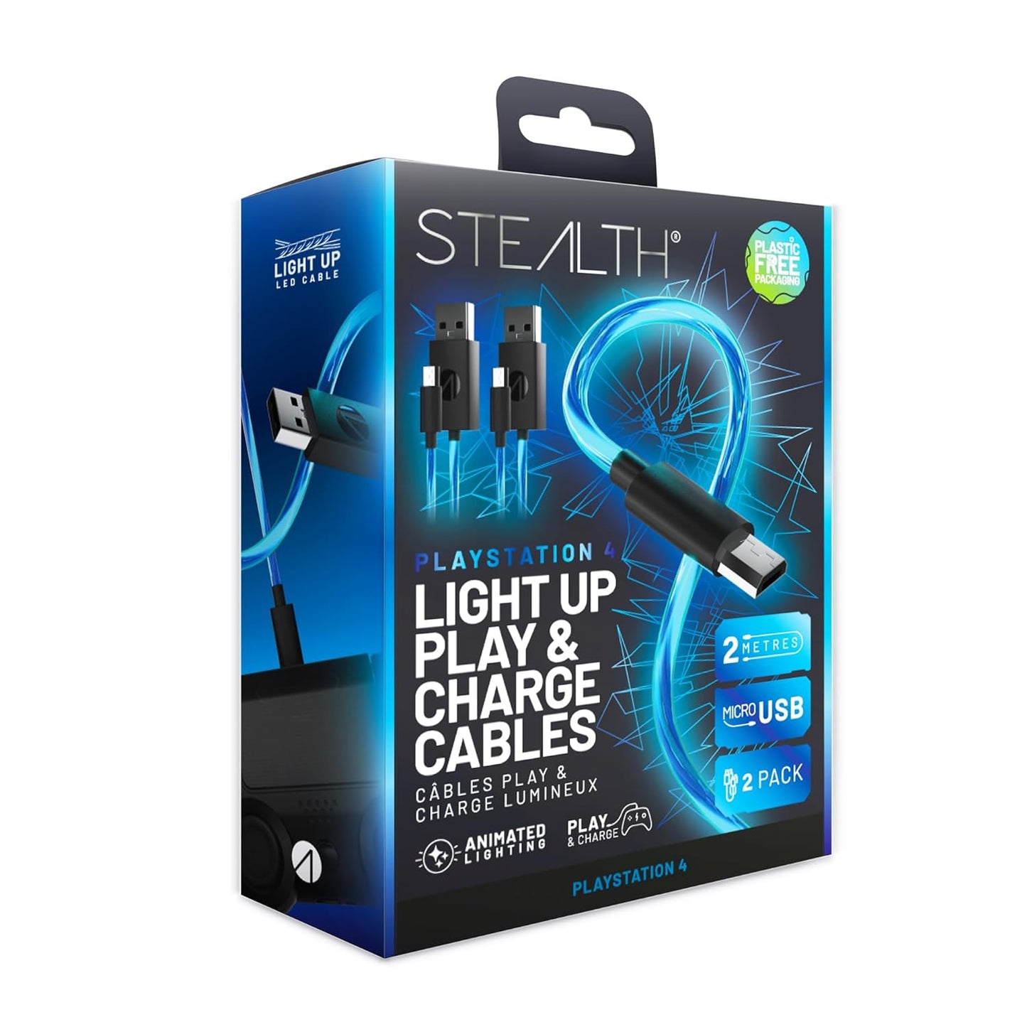 PS4 Light Up Charge Cables Twin Pack