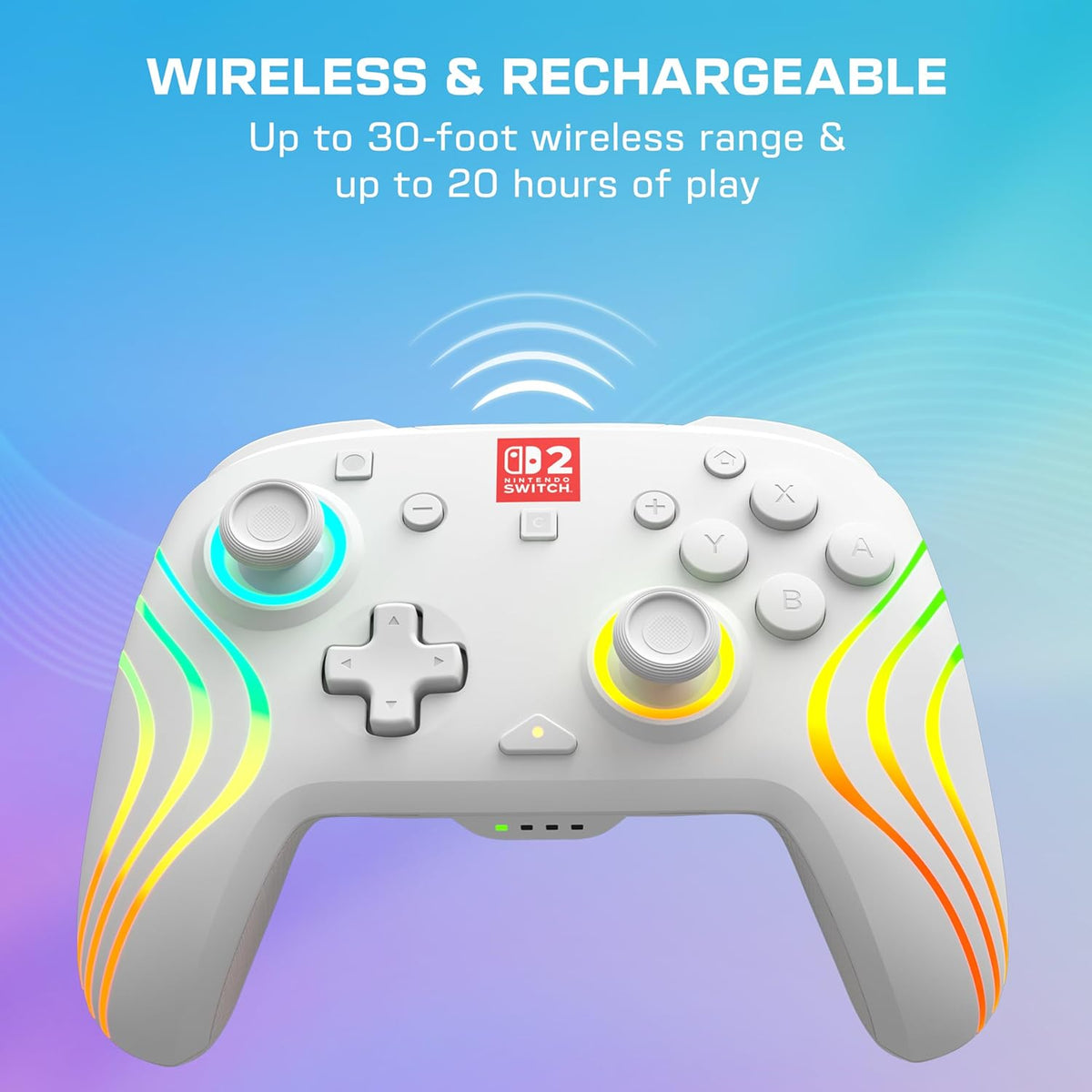 Afterglow Wave Wireless RGB Controller - White (Nintendo Switch 2)