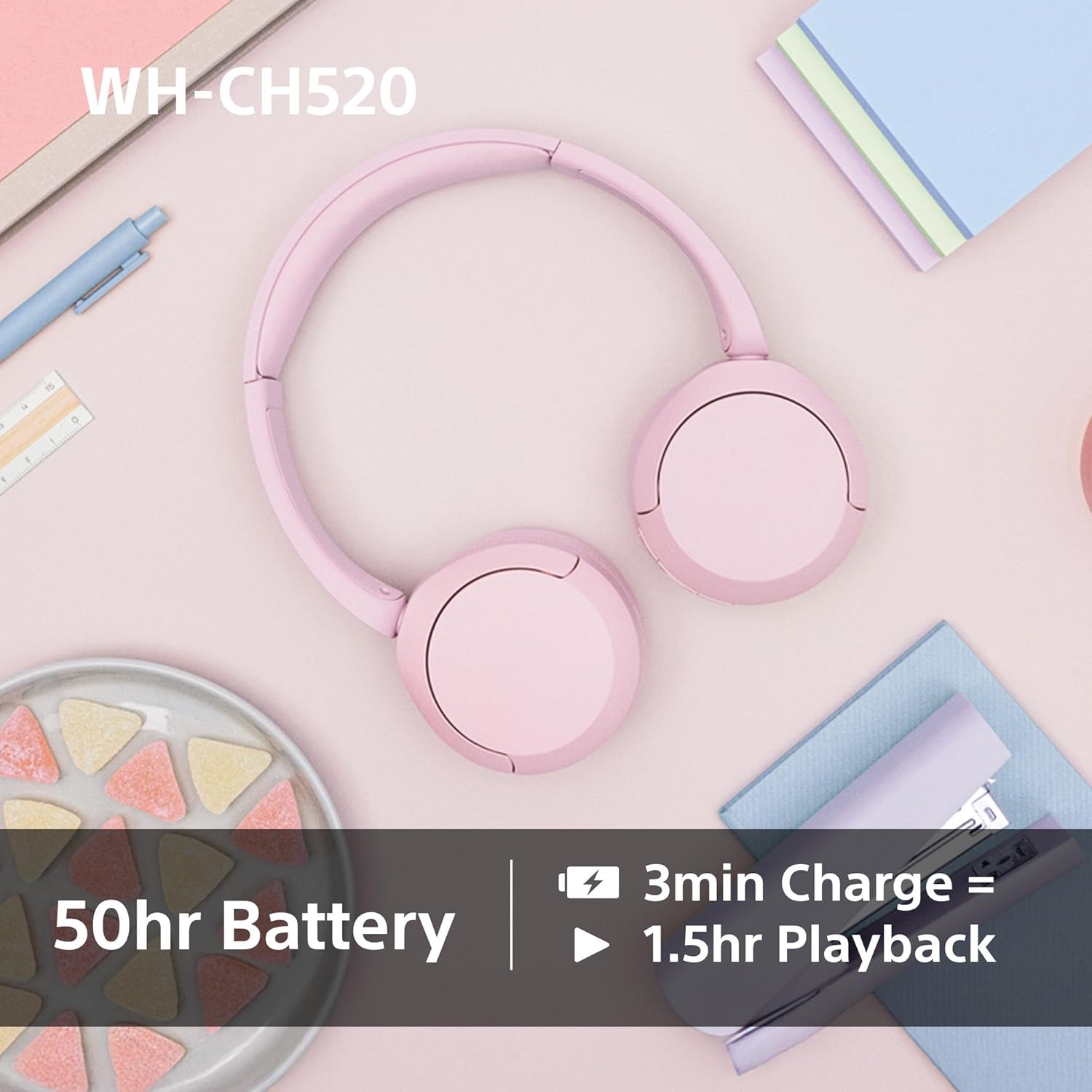 Sony Headphones Bluetooth Pink (WH-CH520)