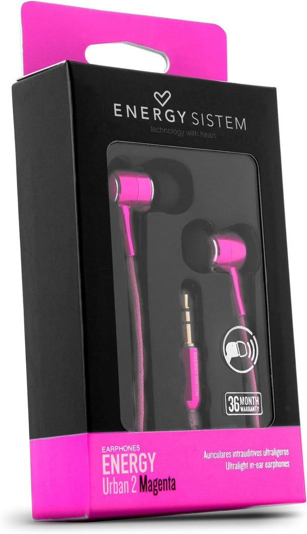 Energy Sistem Urban 2 Magenta In-Ear Headphones / Aluminum Alloy / Neodymium Magnet / Lightweight