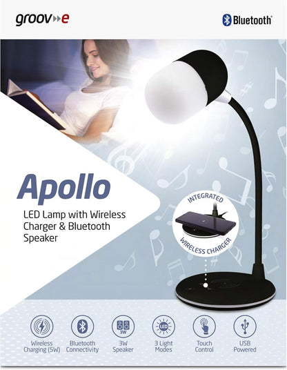 Groov-E LED Lamp With Wireless Charger & Speaker Black