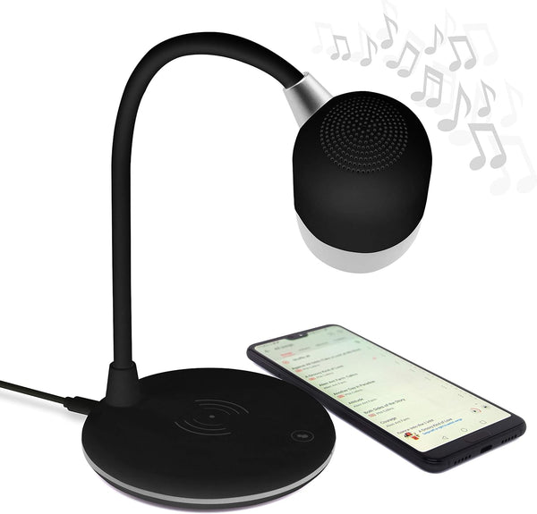 Groov-E LED Lamp With Wireless Charger & Speaker Black